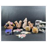 Terra Cotta Animals, Porcelain Salt & Pepper, etc