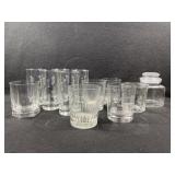 Assorted Clear Glass Cups, Jar