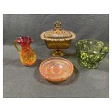 Colored Glass Dish Lot (See Description)