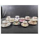 Variety of Fine Porcelain Tea Cups and Plates