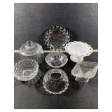 Milk Glass Footed Dish, Clear Glass Dishes