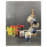 Blue Coffee Mugs, Juice Cups, Mug Rack