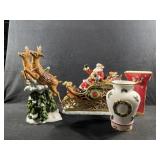 Glass Santa & Sled, Reindeer, Waterford Vase