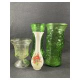 Green Glass Vases, Bud Vase