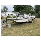 Majek Red ish Line Boat with Trailer