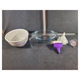 Funnels, Mixing Bowls, Pie Pan