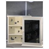 White Wooden Medicine Cabinet & Shelving Unit