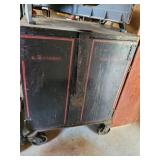 Black Metal Tool Cabinet on Wheels