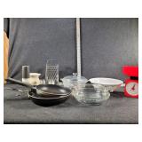Cheese Grader, Scale, Pans, etc
