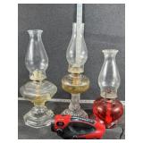 3 Oil Lanterns & Flashlight
