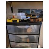 Plastic Drawers with Assorted Items