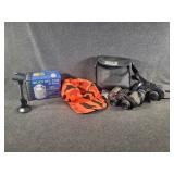 (3) Binoculars, Lockdown Silica Gel Can & More