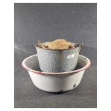 Enamel Coated Wash Basin & Bucket