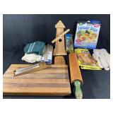 Wooden Cutting Board, Crock Sticks & More