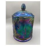 Indiana Harvest Grape Carnival Glass & Trivets