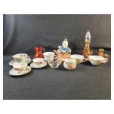Assorted Tea Cups, Pink Lamp Stands. And More
