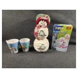 Snowman Figure, Cup, Kiddie Snow Tube