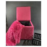 Pink Fuzzy Storage Box and Rug
