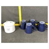 Mini Crock Pot and Blue Mugs