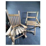 Wooden Doll Rocking Chair & Fold Up Chair