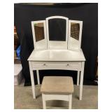 White Vanity Table and Bench