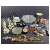 Glass serving bowl, strawberry candles,