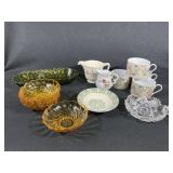 Hazel Atlas Swirl fruit bowls, coffee cups