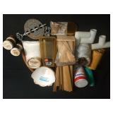 Paint sticks, funnels, dryer vent hose,