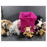 Stuffed Animals in Pink Crate