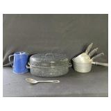 Enamel Roaster, Tea Pot, Heavy Duty Pans