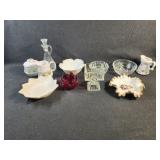 Cut glass bowls, glass decanter, and more