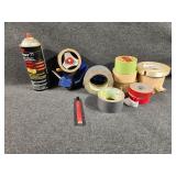 Assorted rolls of tape, adhesive and more