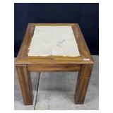 Oak Side Table with Glass Center