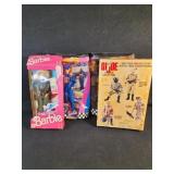 Barbie and G I Joe dolls in boxes