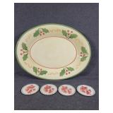 Holiday platter and coasters