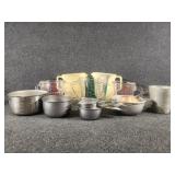 Vintage metal measuring cups, Tupperware