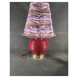 Maroon lamp with handcrafted lamp shade