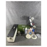 Tool boxes, glue, lights/parts, detector, tacks