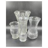 Vintage Hoosier Ribbed Vase, Cut Glass Vase, and