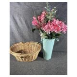 Whicker basket & floral pot