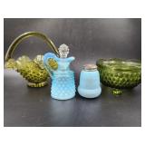 Fenton Hobnail Blue Opalescent Cruet, Vintage