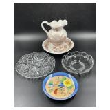 Norleans Bedside Pitcher/Wash Basin, Platters