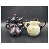 Vtg Redware Stacking Deer Teapot, Halls Superior