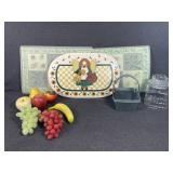 Place Mats, Artificial Fruit, Glass Canister