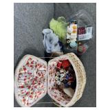 Sewing basket w/ fabric & supplies