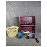 Shelf, curling irons & blow dryer