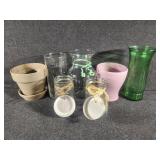 Glass and ceramic vases