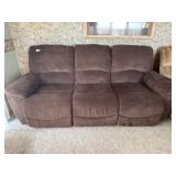 Dark brown couch w/electric recliners