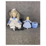 Vintage Holland ceramic girl & doll