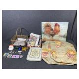 Glass cutting board, Place mats, Napkin Holder